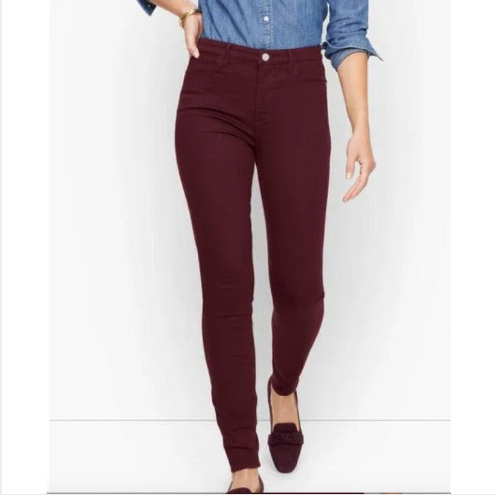 TALBOTS Women's Burgundy Simply Flattering 5 Pocket Jeggings 14 Petite